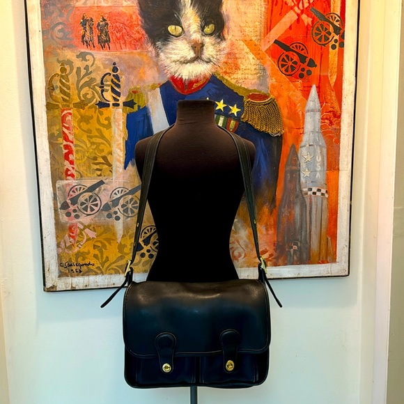 Coach SUPER RARE! Vintage 80’s Field Messenger Black bag No. H5C-5281 VGC ❤️ - Picture 1 of 16